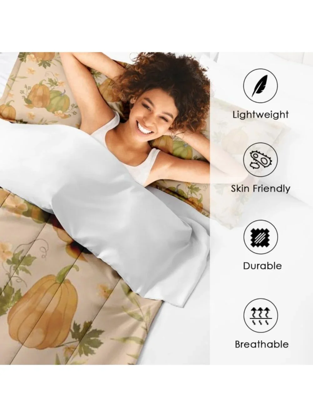 Cozy King Comforter Set of 3 - Fall Pumpkin Bedroom Decor, Autumn Vibes